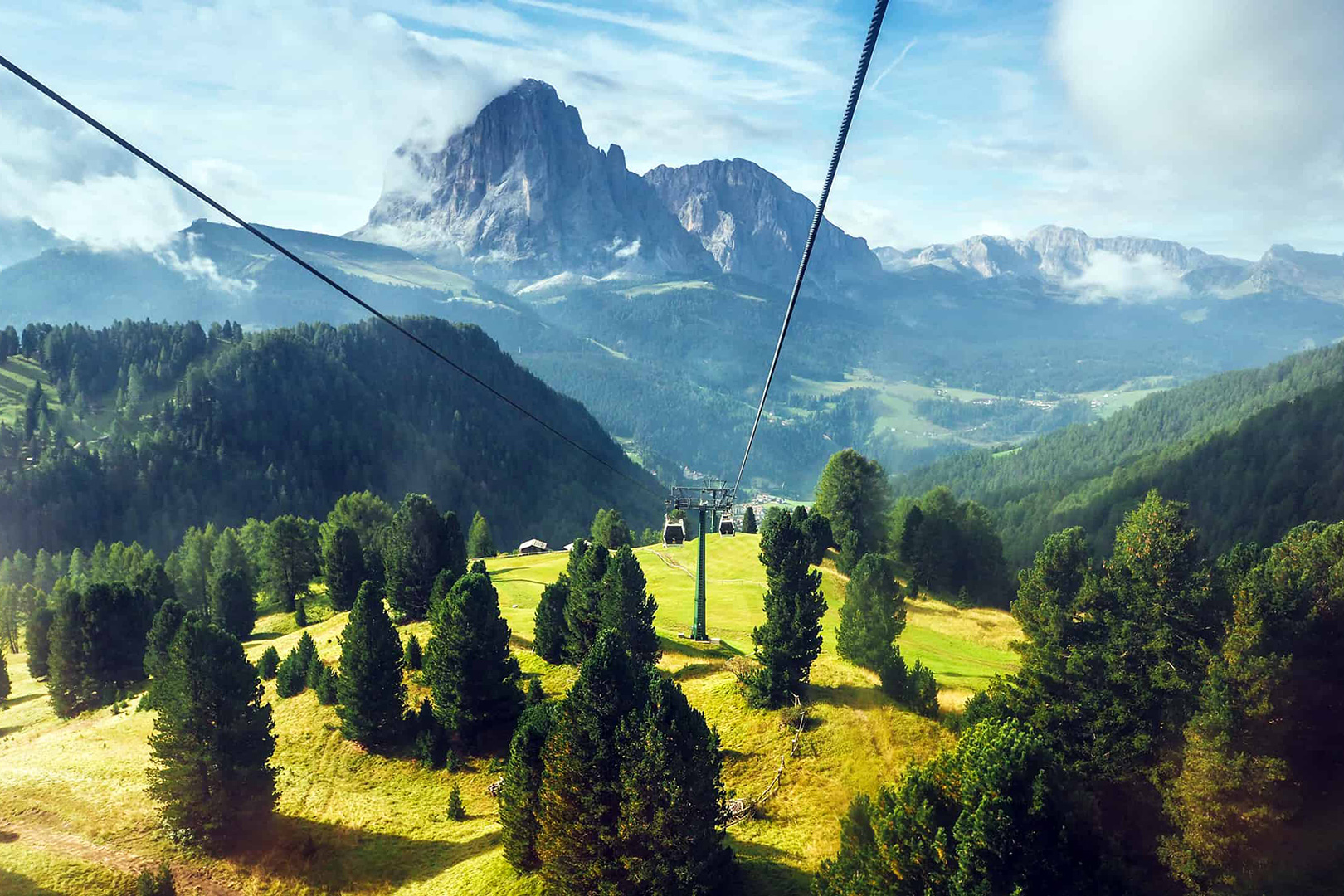 Cable ropeway at the Italian Dolomites