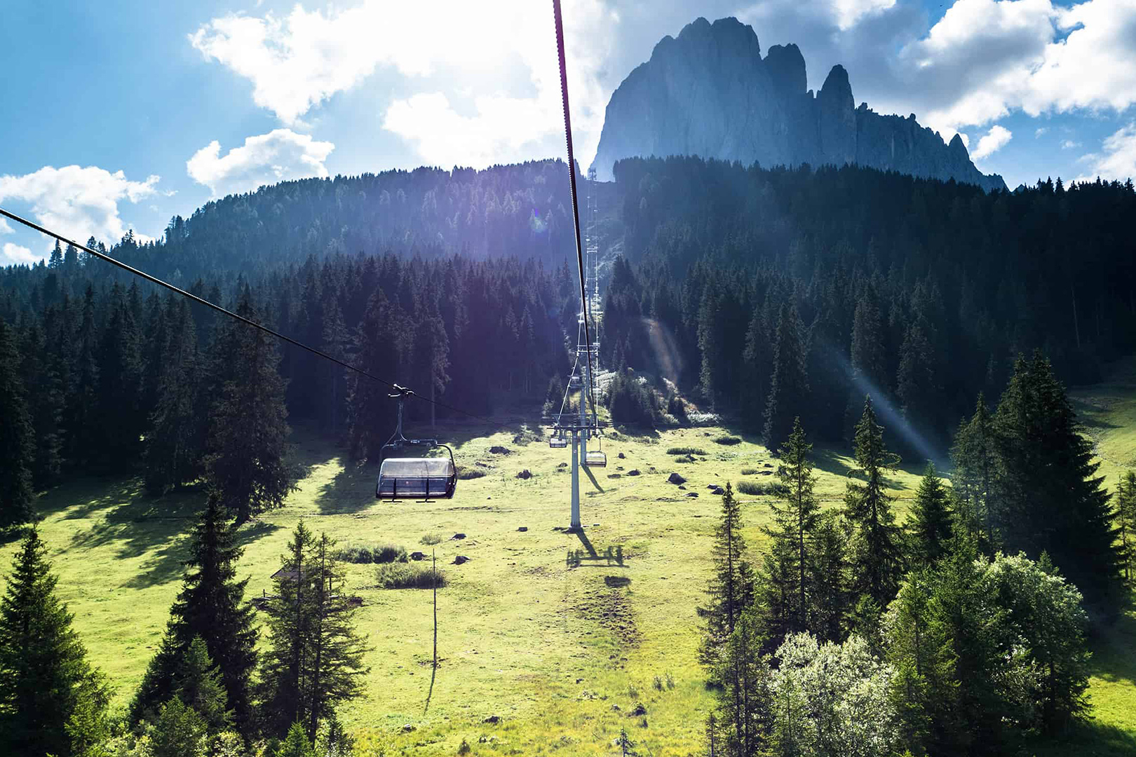 Cable car up to Col Raiser at the Italian Dolomites